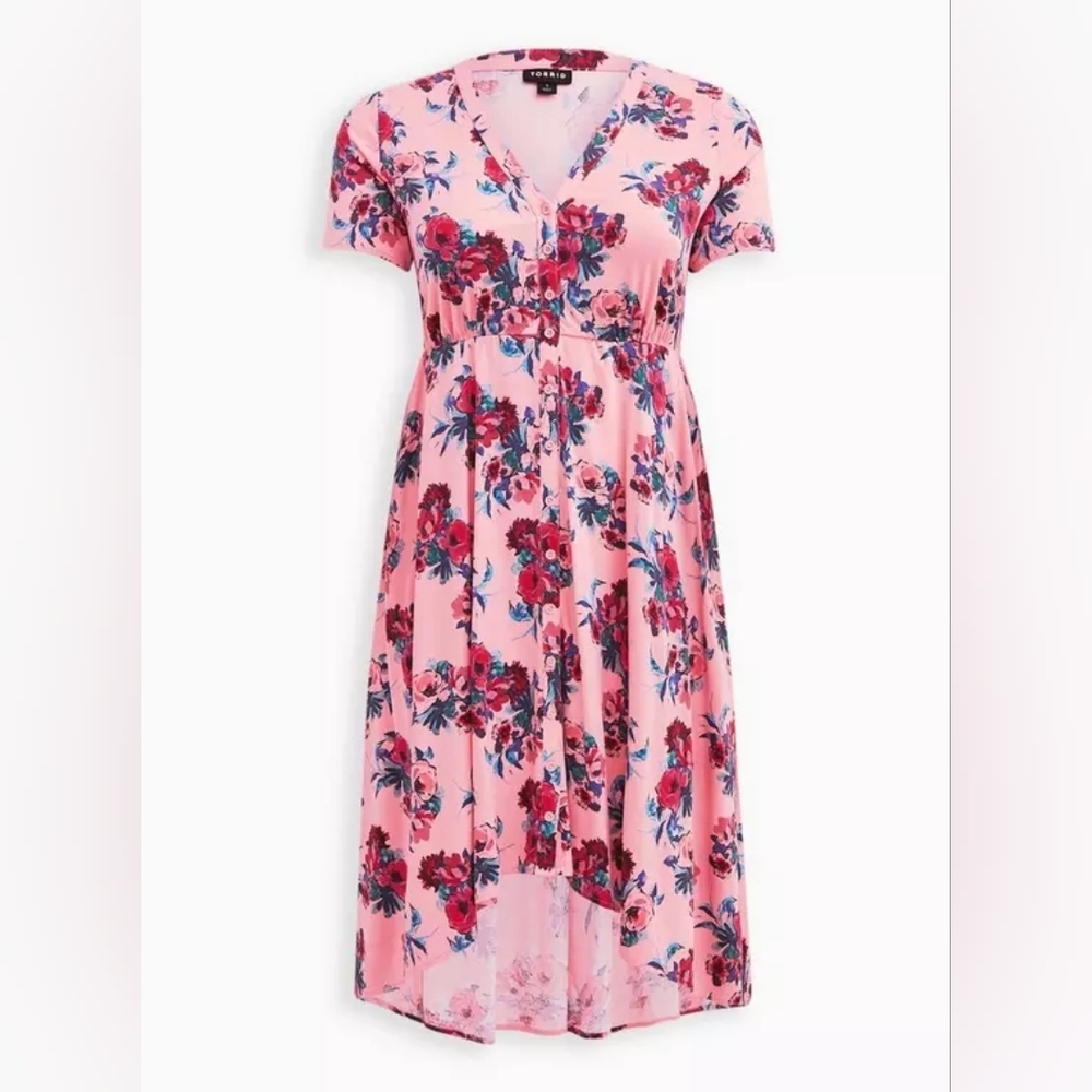 Torrid Pink Floral High Low Dress